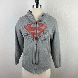 Old Navy CollectabiliTees Graphic Superman Zip Front Gray Sweatshirt Youth XL